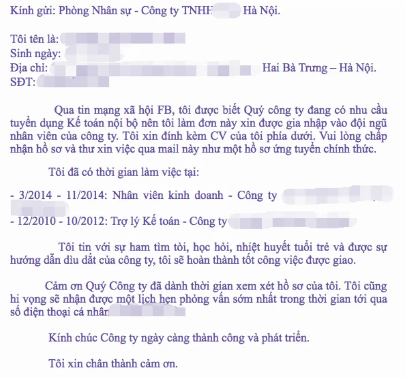 Cách viết mail xin việc kế toán